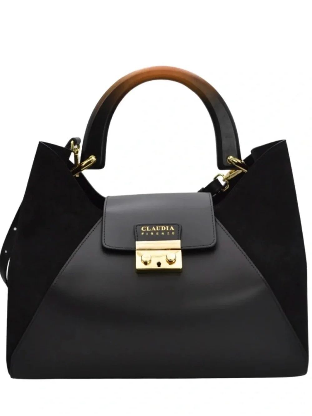 Claudia Firenze - Isadora Black Chamois Women Handbag - Genuine Leather & Suede
